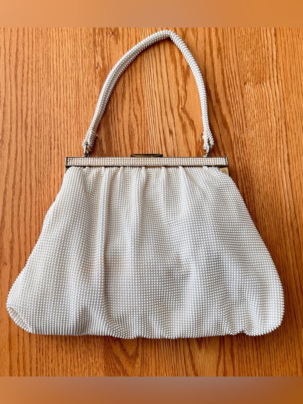 Vintage Australian K.E. Munro Beaded Nylon Handbag Purse Melbourne Clipper Model